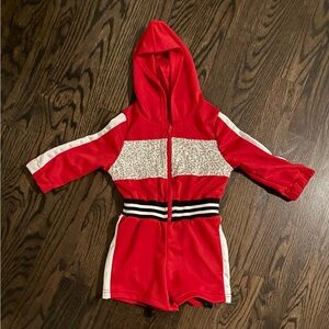 Weissman SC Costume, red and silver sequin jumpsuit